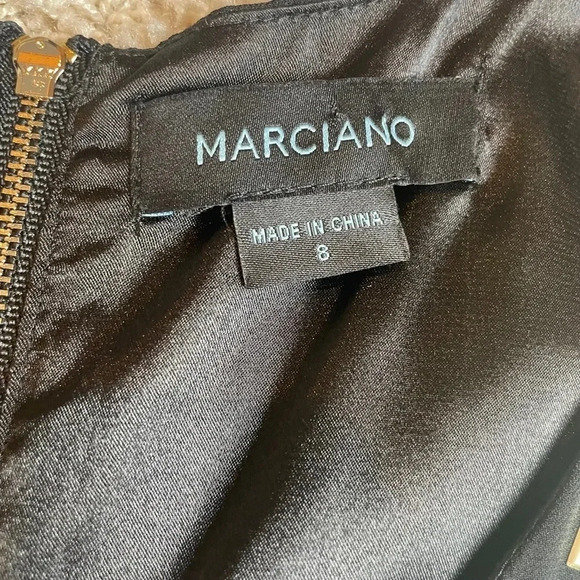 Marciano Black Mini Fit & Flare Dress with Gold Detail - Size 8 - Picture 5 of 5